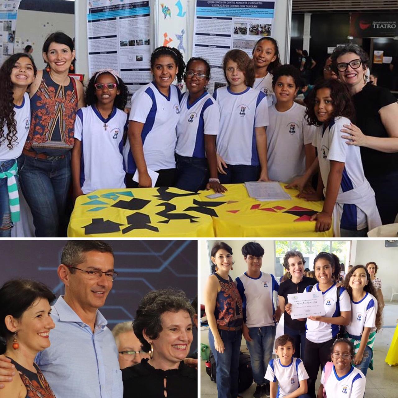 Estudantes e orientadoras do trabalho premiado com Menção Honrosa (Fotos: Prof. Nemésio Augusto e Robson Andrade)