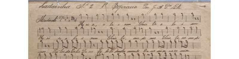 Recorte do manuscrito Ladainha n° 2, música de José Annunciação Pereira Leite. Arquivo da Filarmônica de Itabaiana (SE), 2017.